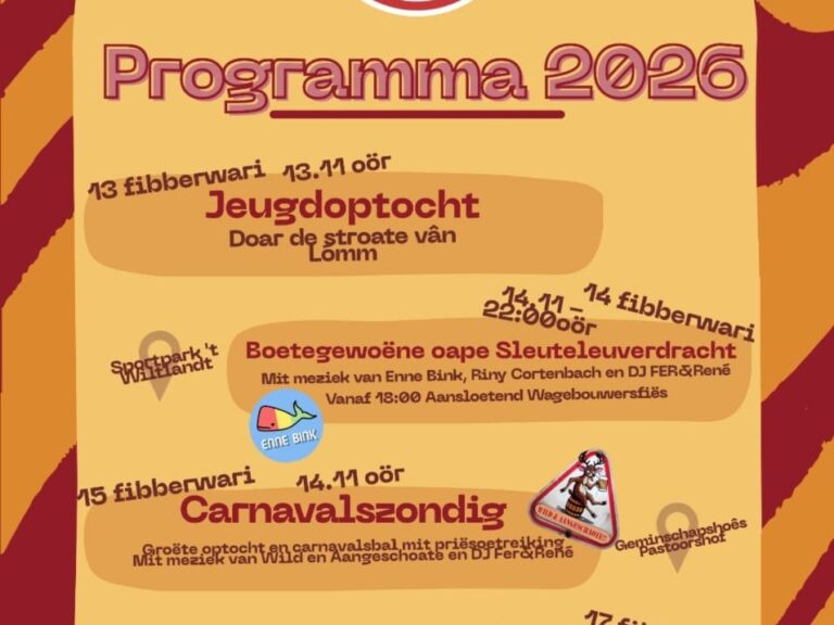Bericht – Programma Carnaval 2026 Programma 2026 – CV de Thiëtuite Lomm